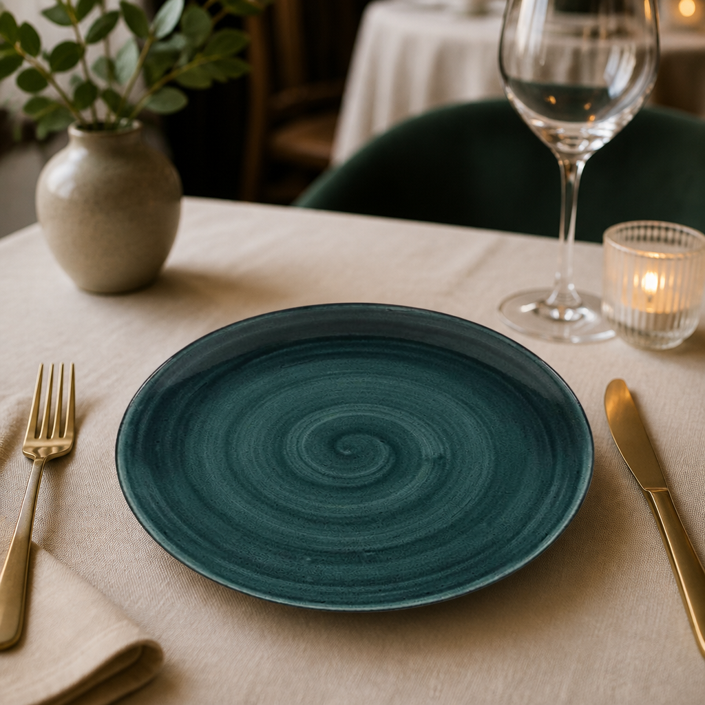 Commercial Coupe Plates Rustic Teal 260mm - 12 Pack