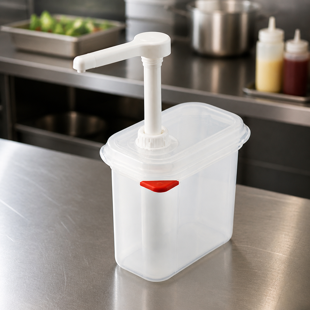 Commercial Sauce Dispenser with Pump 1.5L GN 1/9 Transparent
