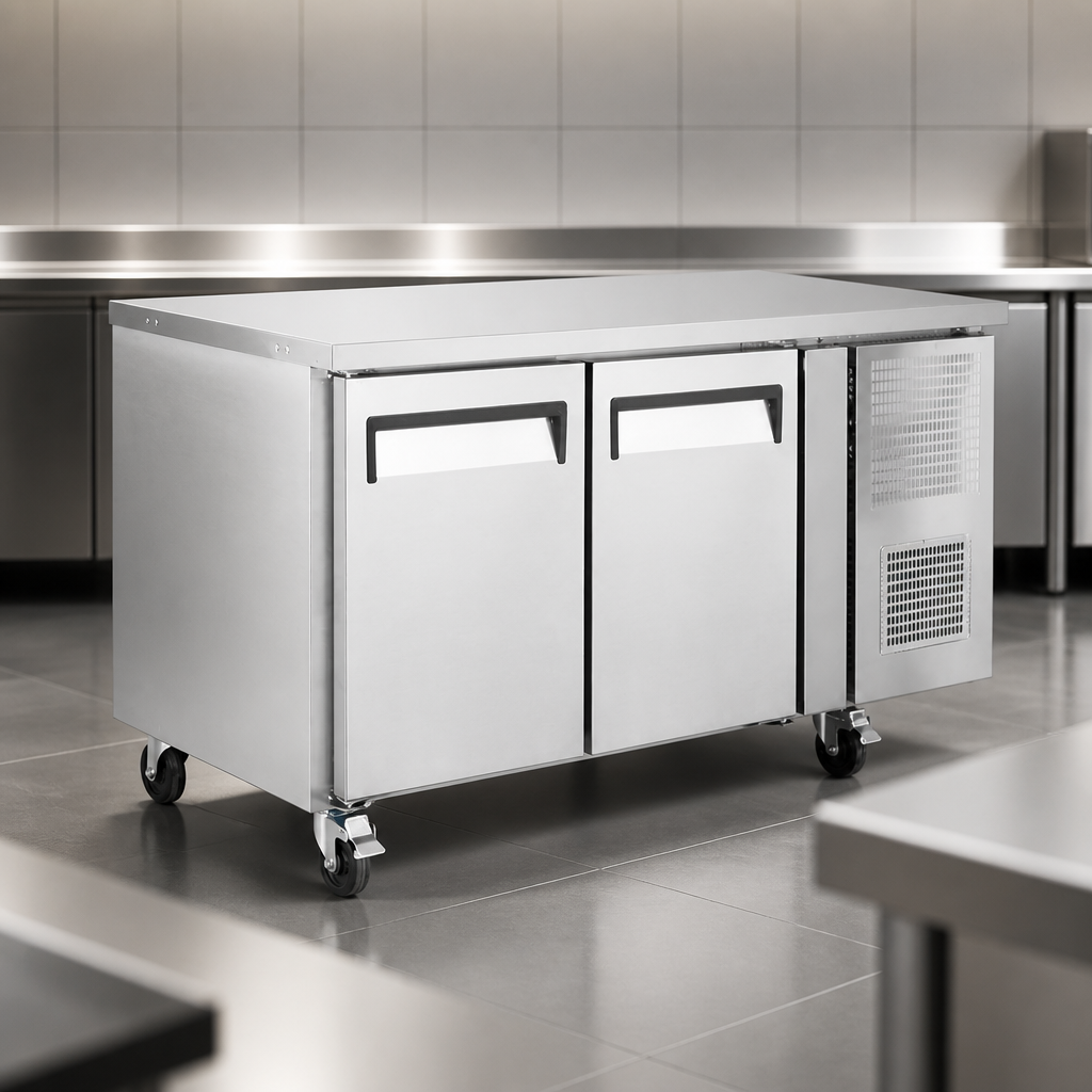282Ltr Commercial Double Door Counter Freezer in stainless steel