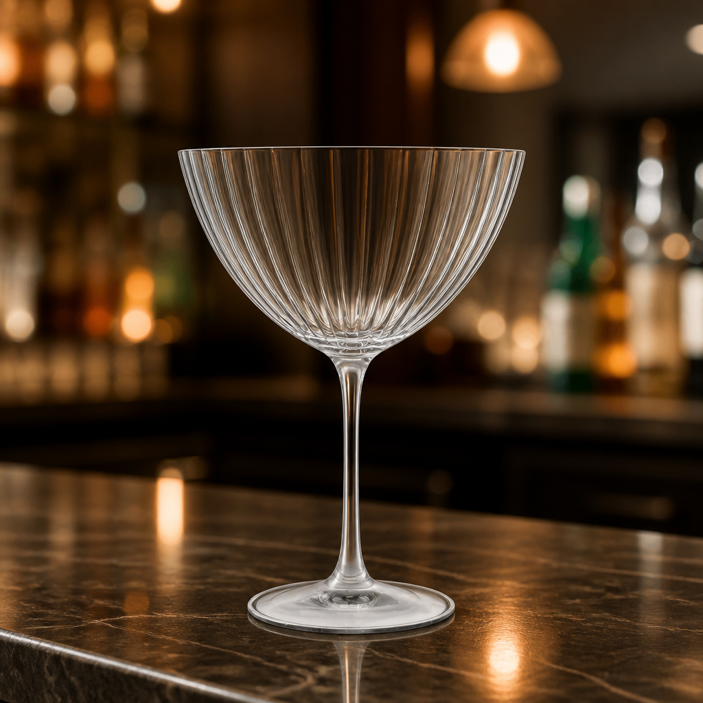 Commercial 220ml martini glasses in a 24 pack