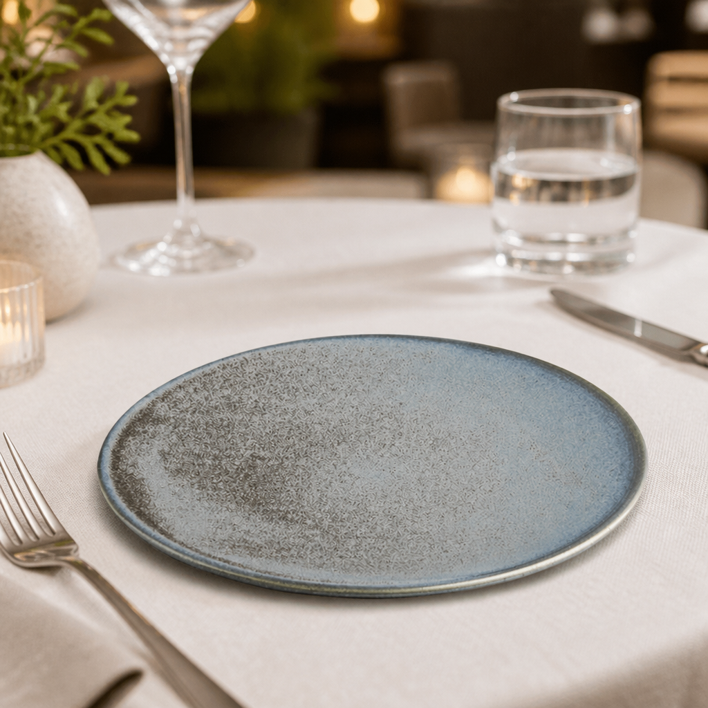 Commercial Porcelain Coupe Plates 230mm Blue 6 Pack