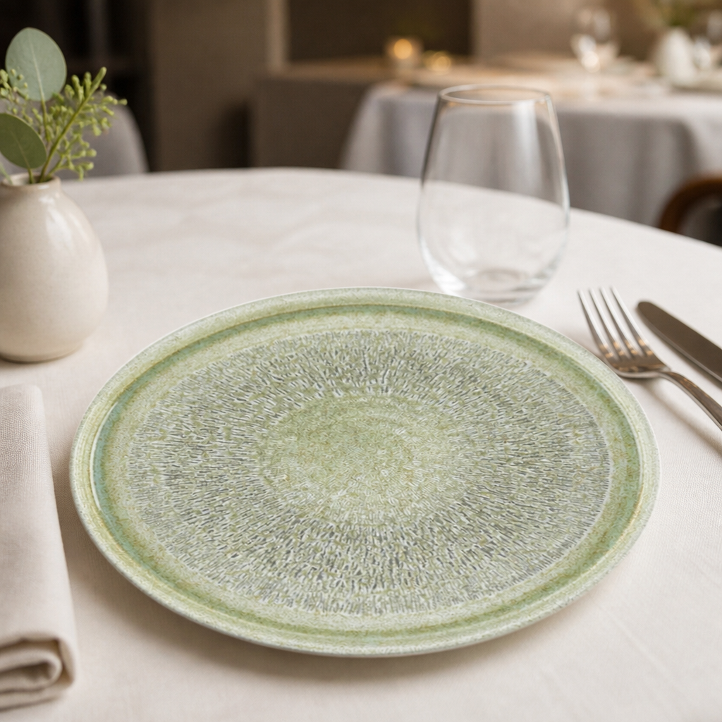 Commercial Walled Plate 210mm Green Speckled 6 Pack