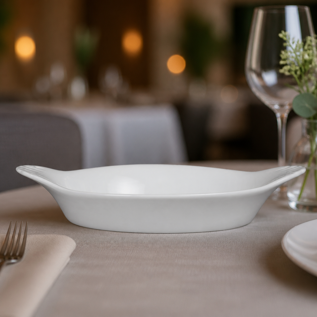 Commercial Round Eared Porcelain Dish 192x151mm - 6 Pack
