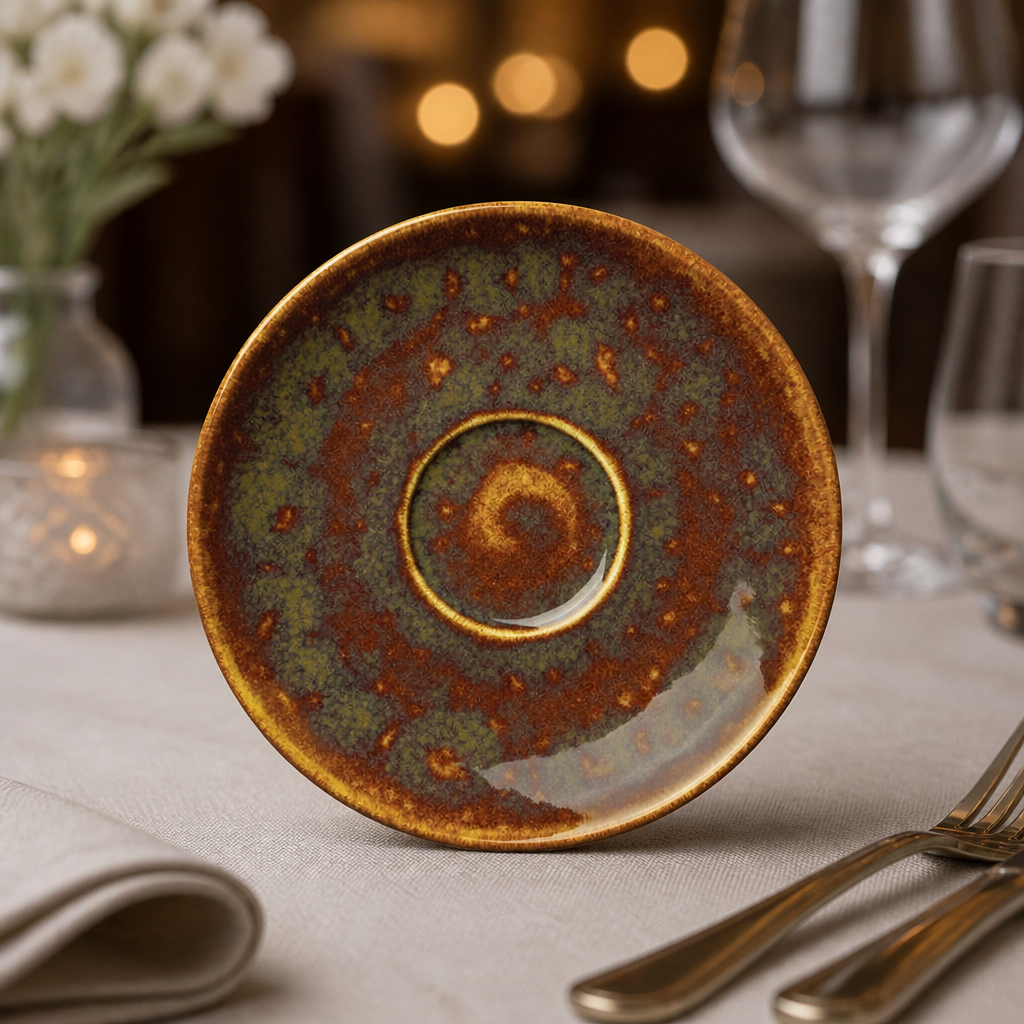 Commercial Amber Saucers 152mm 12 Pack Vitrified Ceramic