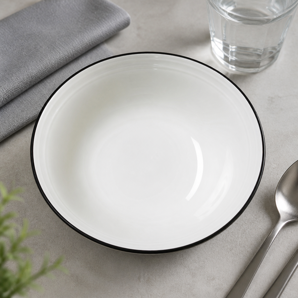 Commercial Black Band Oatmeal Bowls 165mm 12 Pack
