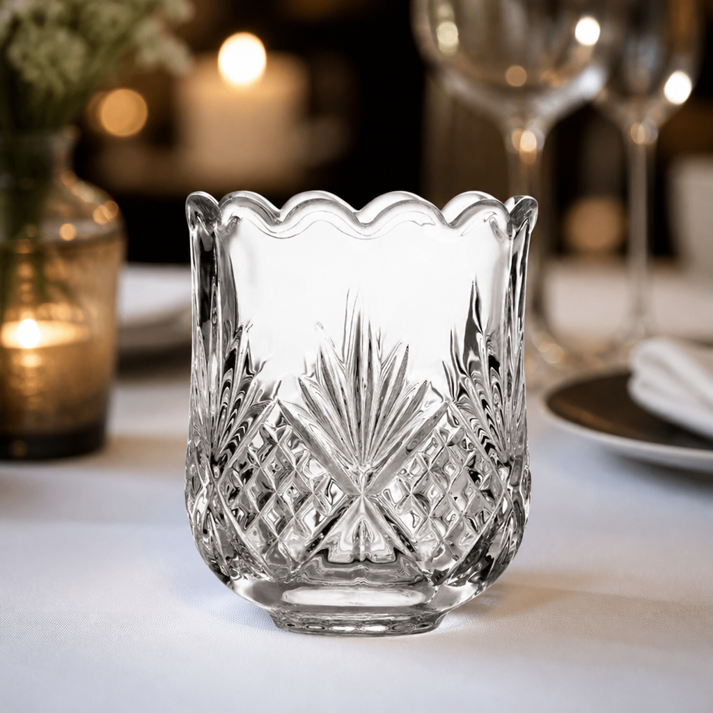 Vintage Cut-Glass Tealight Holders 70x85mm Pack of 6