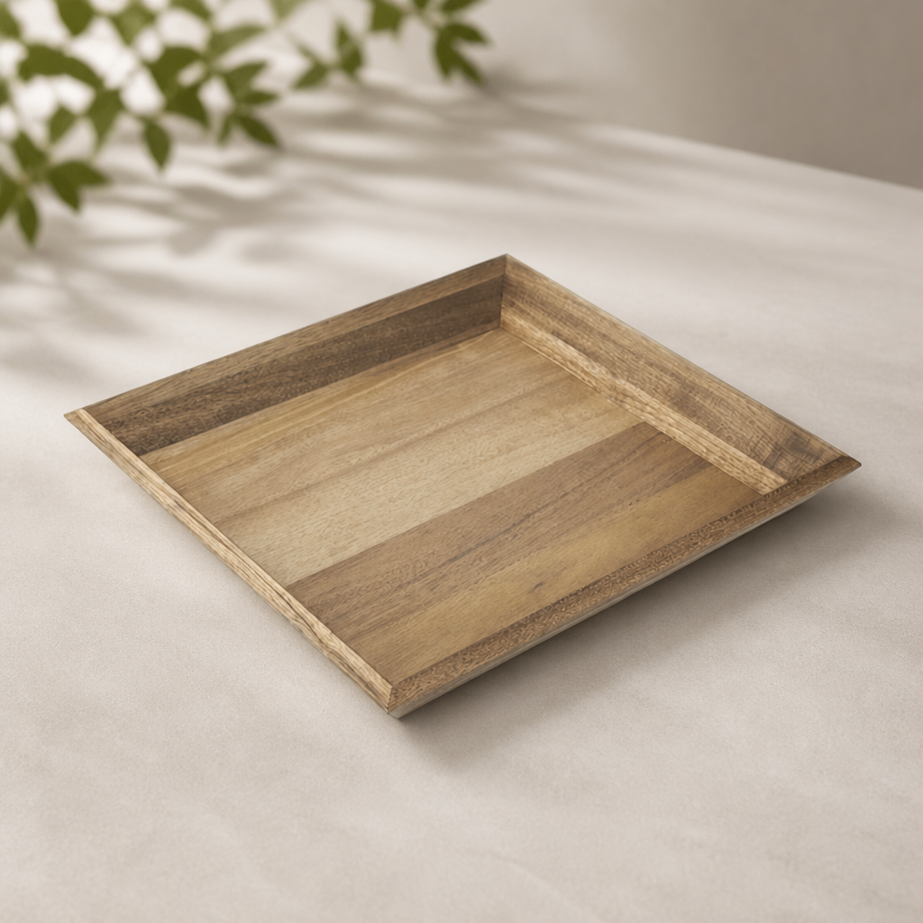 Medium Acacia Wood Rectangular Tray 380x355mm Commercial Use