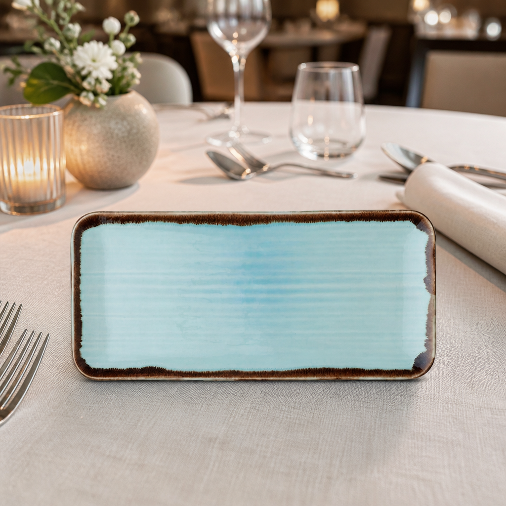 Commercial Rectangular Platter 246mm Turquoise 6 Pack