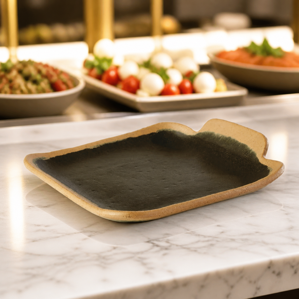 140mm Square Dark Brown Aluminium Commercial Platter