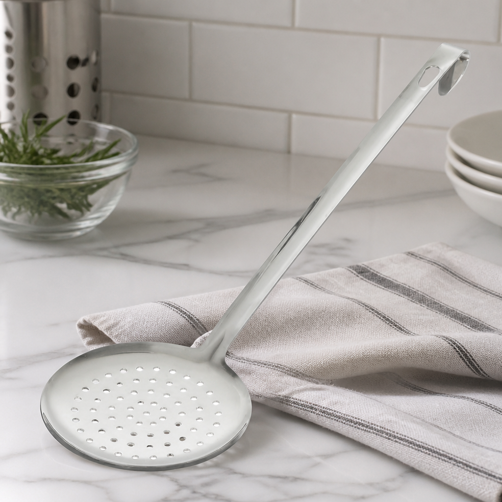 Commercial Stainless Steel Skimmer 4 Inch with Hooked Handle