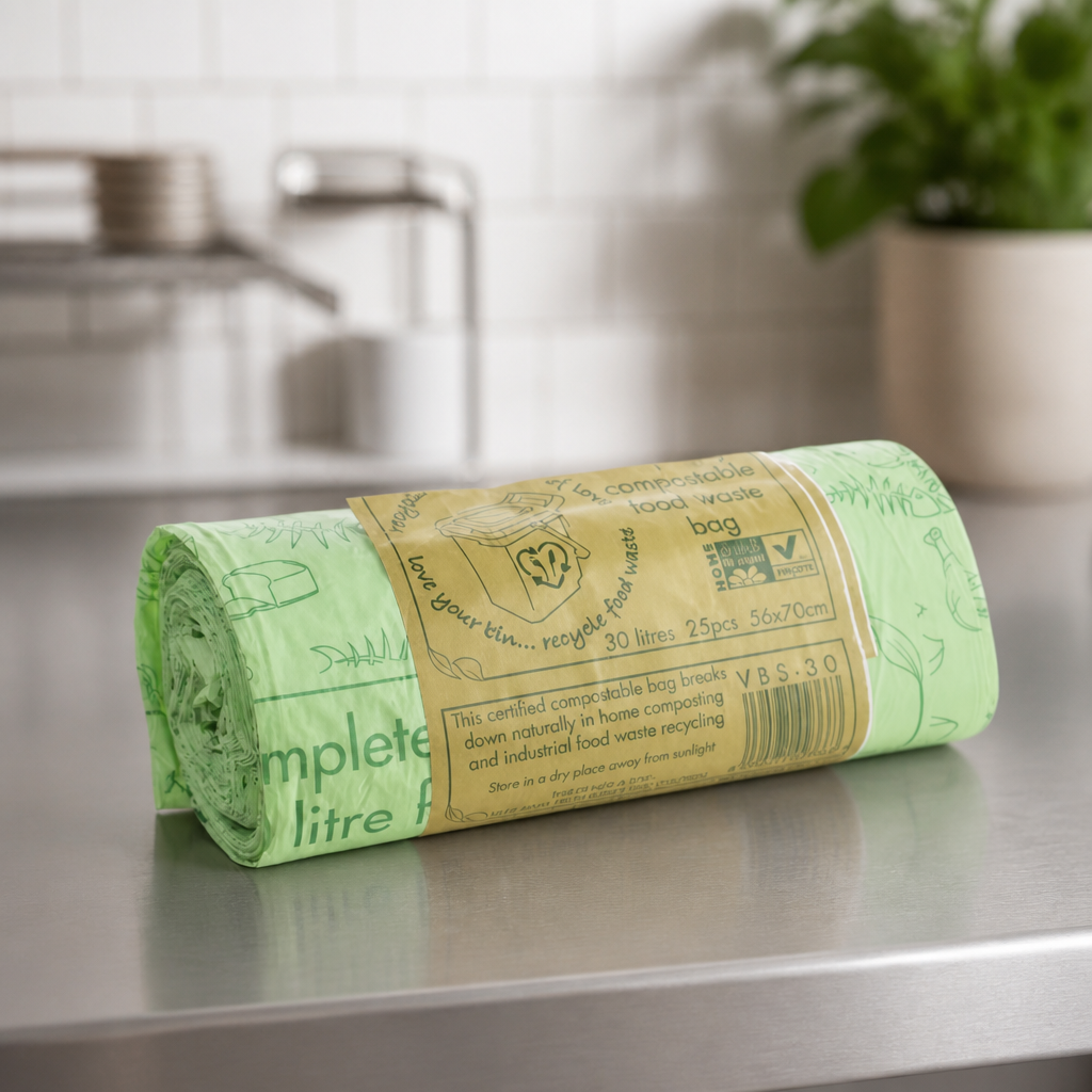 30L Compostable Bin Bags - Eco-Friendly Waste Liners 25 Pack