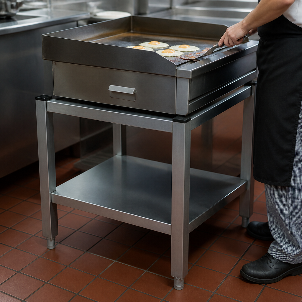 Commercial stainless steel stand for countertop units 600mm