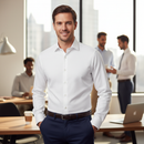Premium Long Sleeve Men's Shirt - Classic Fit, Polyester/Cotton Blend, Machine Washable