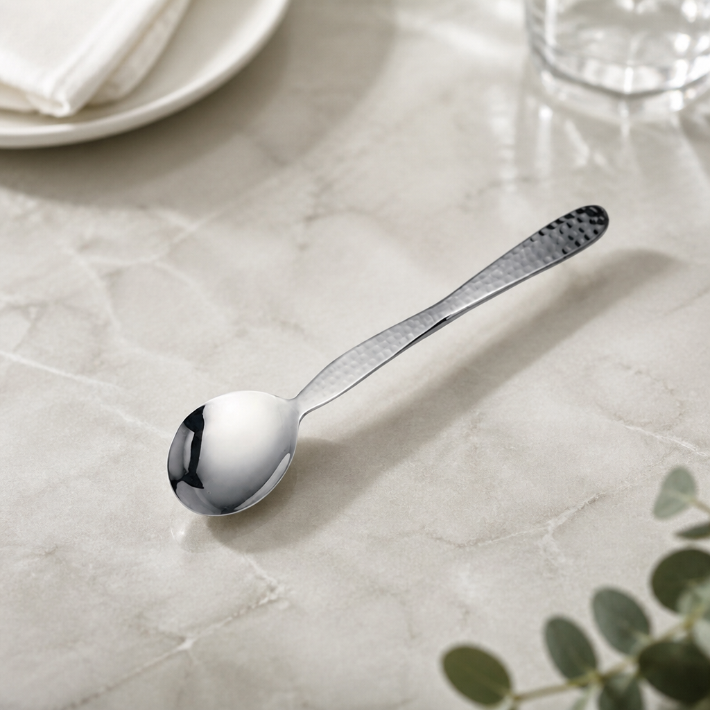 Commercial Hammered Medium Serving Spoon 10" - 6 Pack
