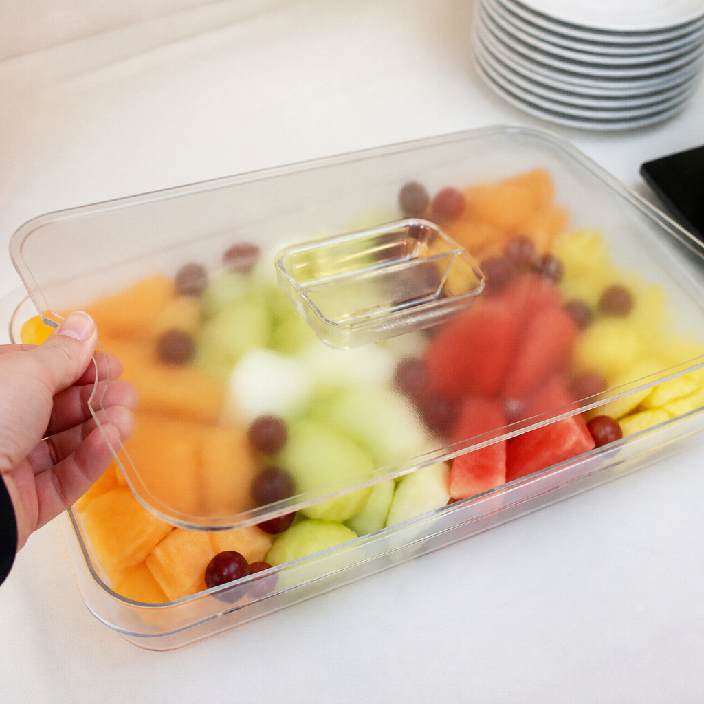Large Clear Polycarbonate Salad Crock with Notched Lid