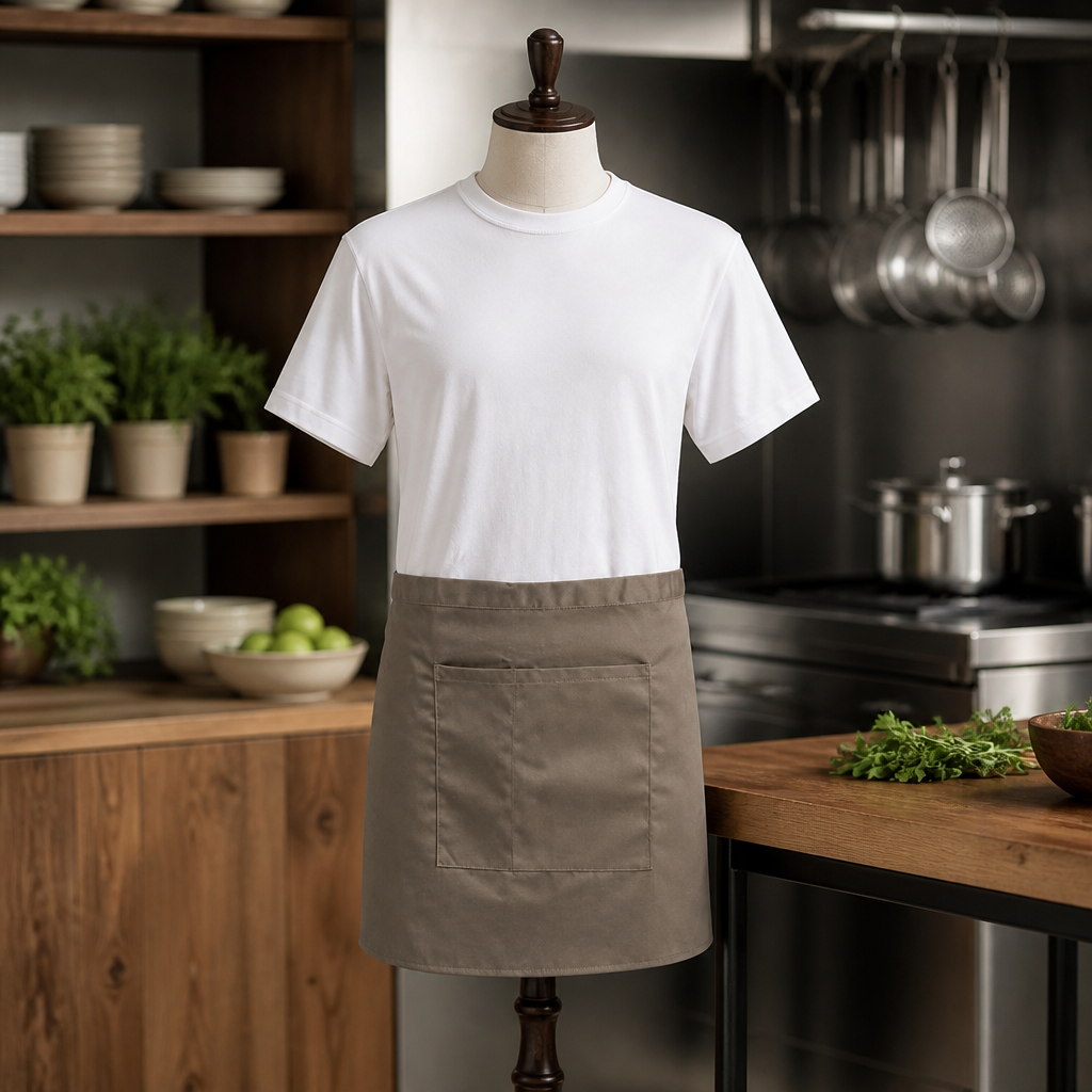 Commercial Staff Apron Olive 750mm x 373mm Machine-Washable