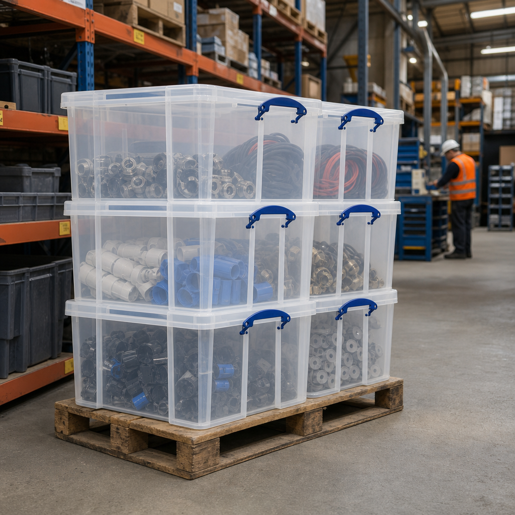 42 L Clear Clip Lock Storage Boxes – Pack of 6