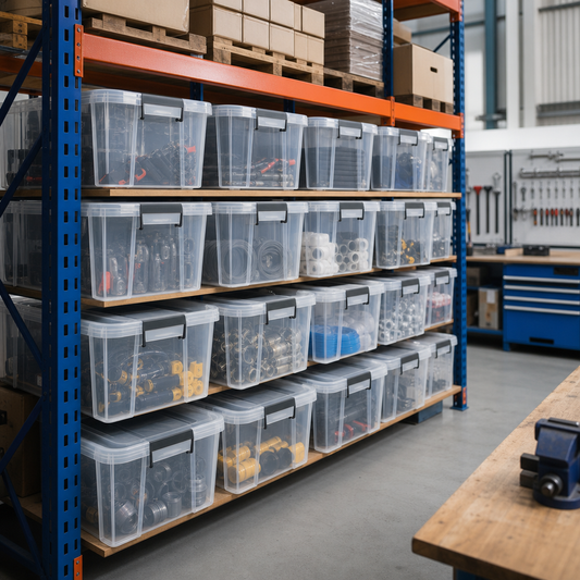 42 Litre Clear Plastic Storage Box Pallet Pack of 36