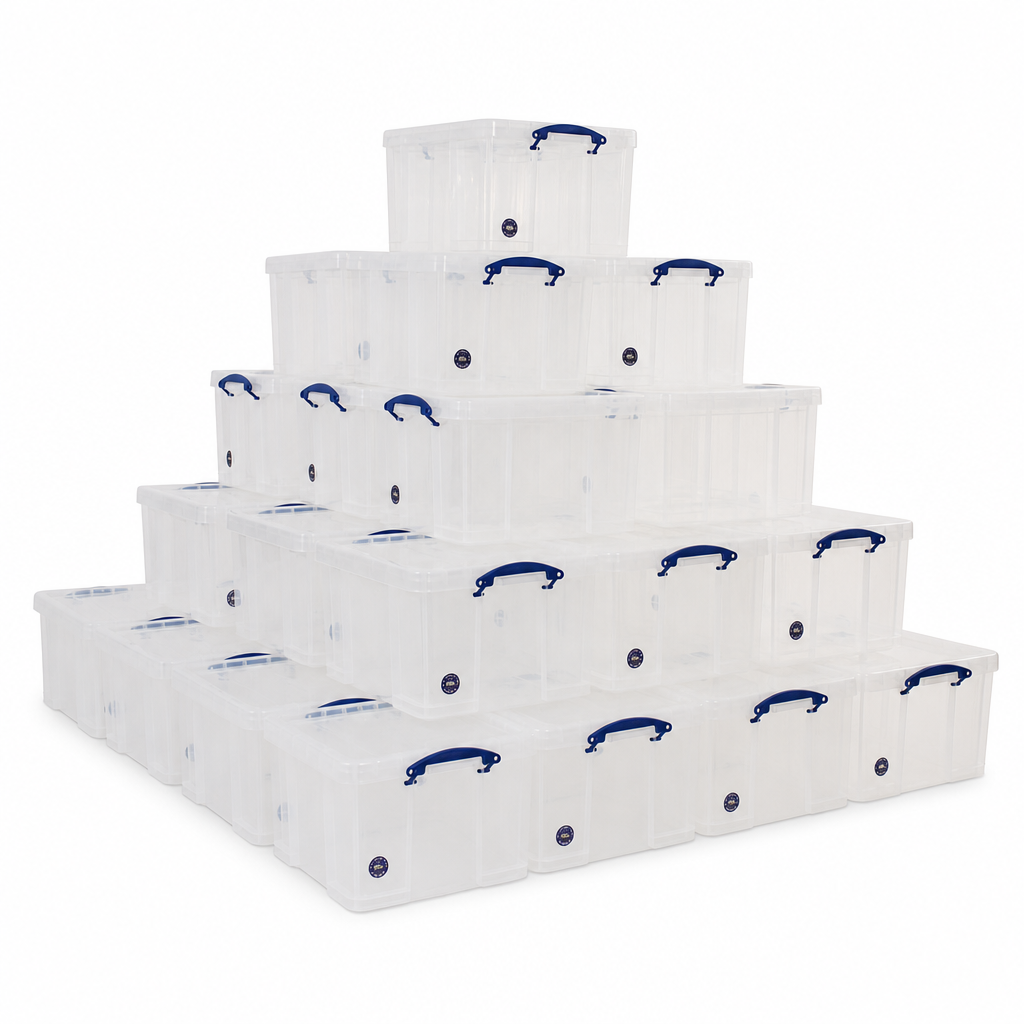 42 Litre Clear Plastic Storage Box Pallet Pack of 36