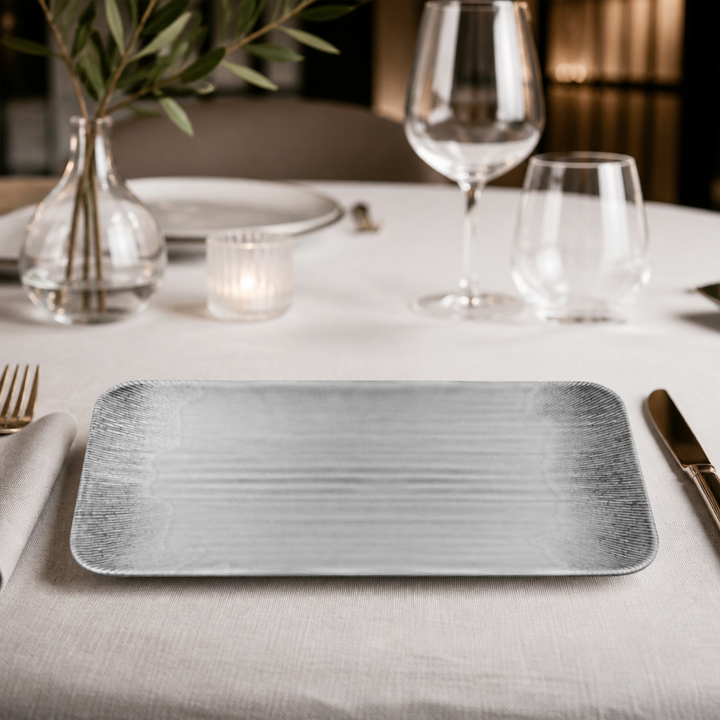 Commercial Rectangular Platter 215mm Organic Grey 6 Pack
