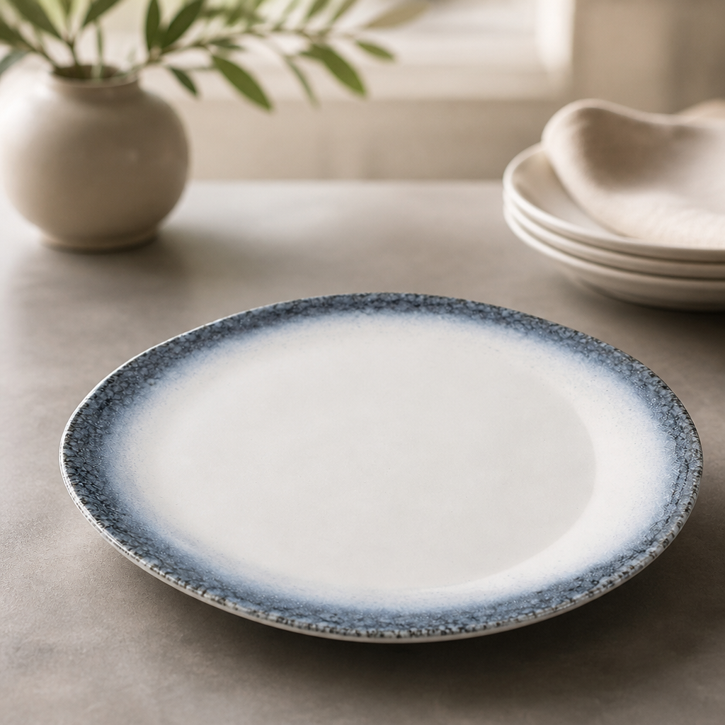 Commercial Mottled Blue Rim Plates 255mm - 12 Pack