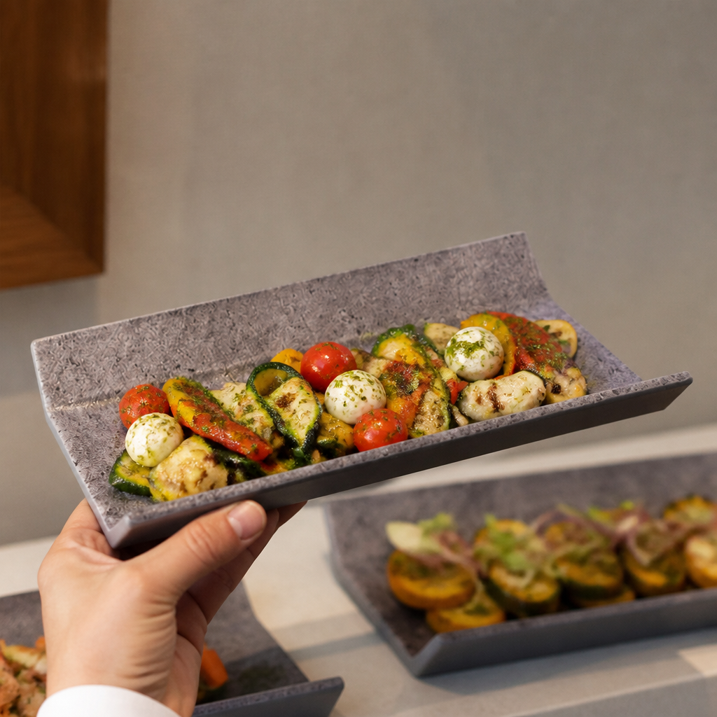 Commercial Tray GN 1/4 in concrete look, stackable design