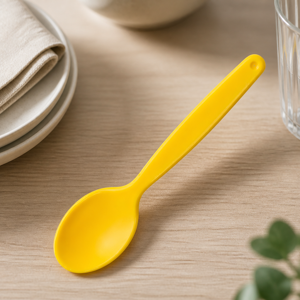 Commercial Polypropylene Spoons Yellow 12 Pack Dishwasher Safe
