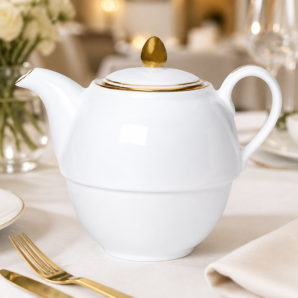 Commercial Burnished Gold Tea Set for One 460ml Teapot 6 Pack
