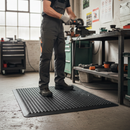 Premium Anti-Fatigue Rubber Matting with Flexible Dome Construction - 600x900mm Black with Yellow Border