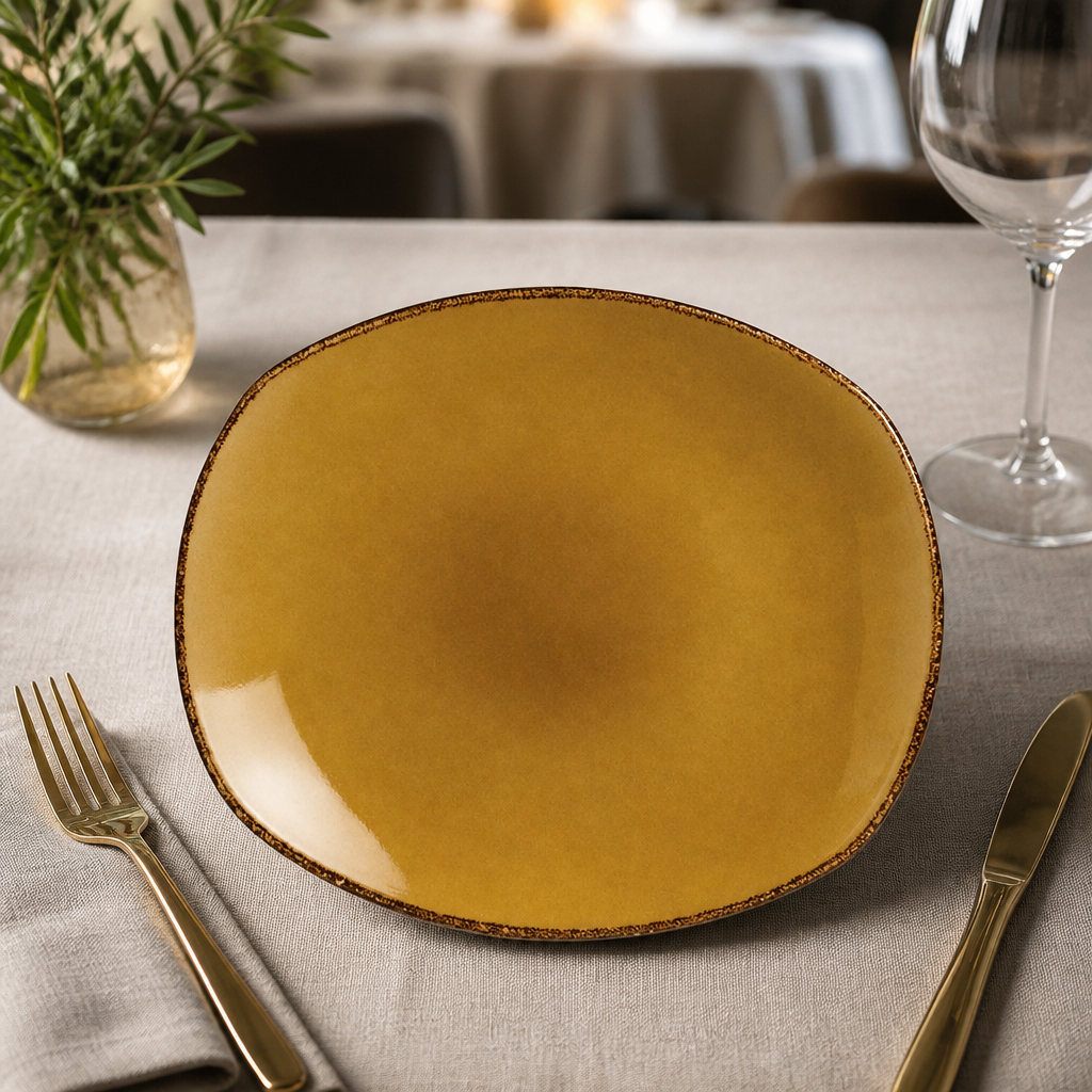 Commercial Mustard Spice Plates 255mm Porcelain 24 Pack