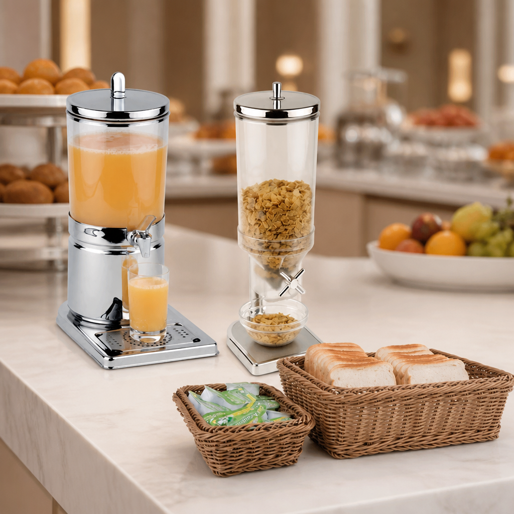 Commercial Breakfast Service Set with Cereal and Beverage Dispenser