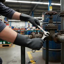 Premium Heavy Duty Natural Rubber Flock Linked Glove 31CM with Slip Resistant Grip and Comfort Fit
