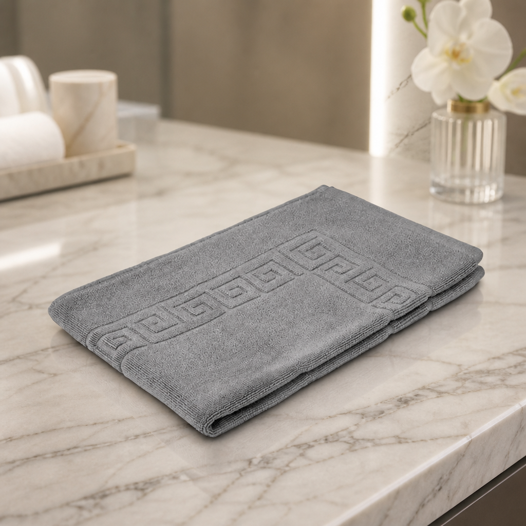Commercial Cotton Bath Mat 500x800mm Slate Grecian Design