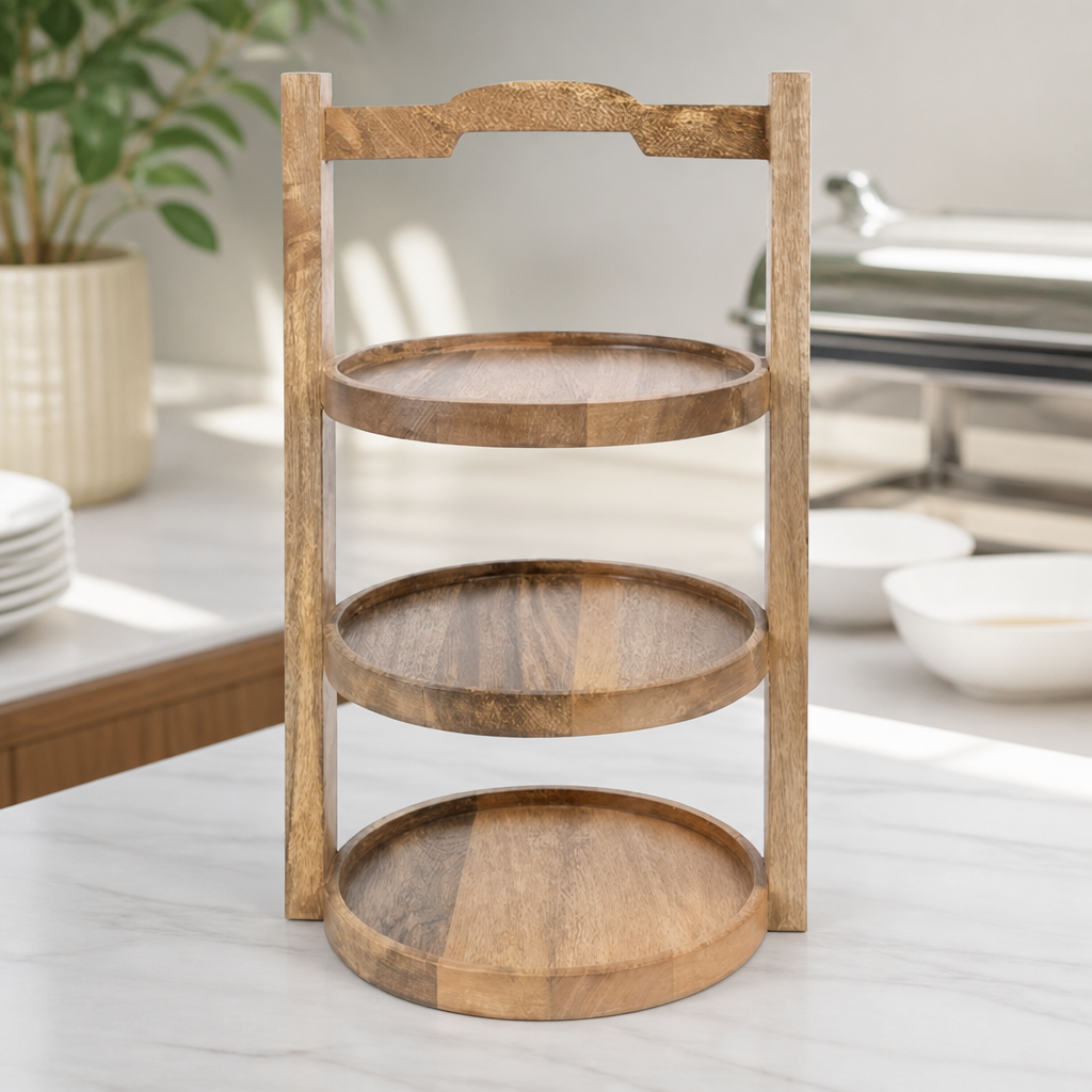 3-Tier Cake Stand for 200mm Plates Commercial Display