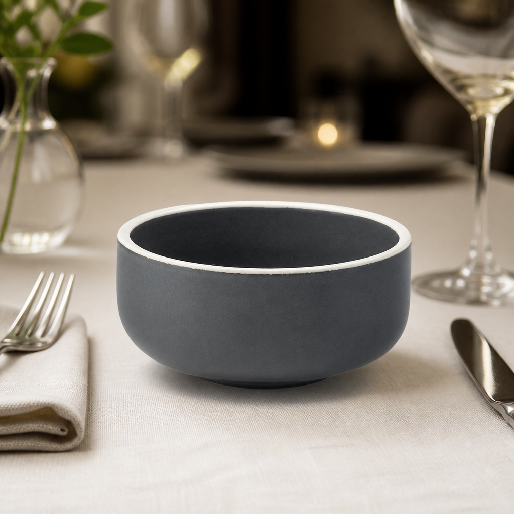 Commercial Vitrified Porcelain Bowls 120mm Charcoal 12 Pack