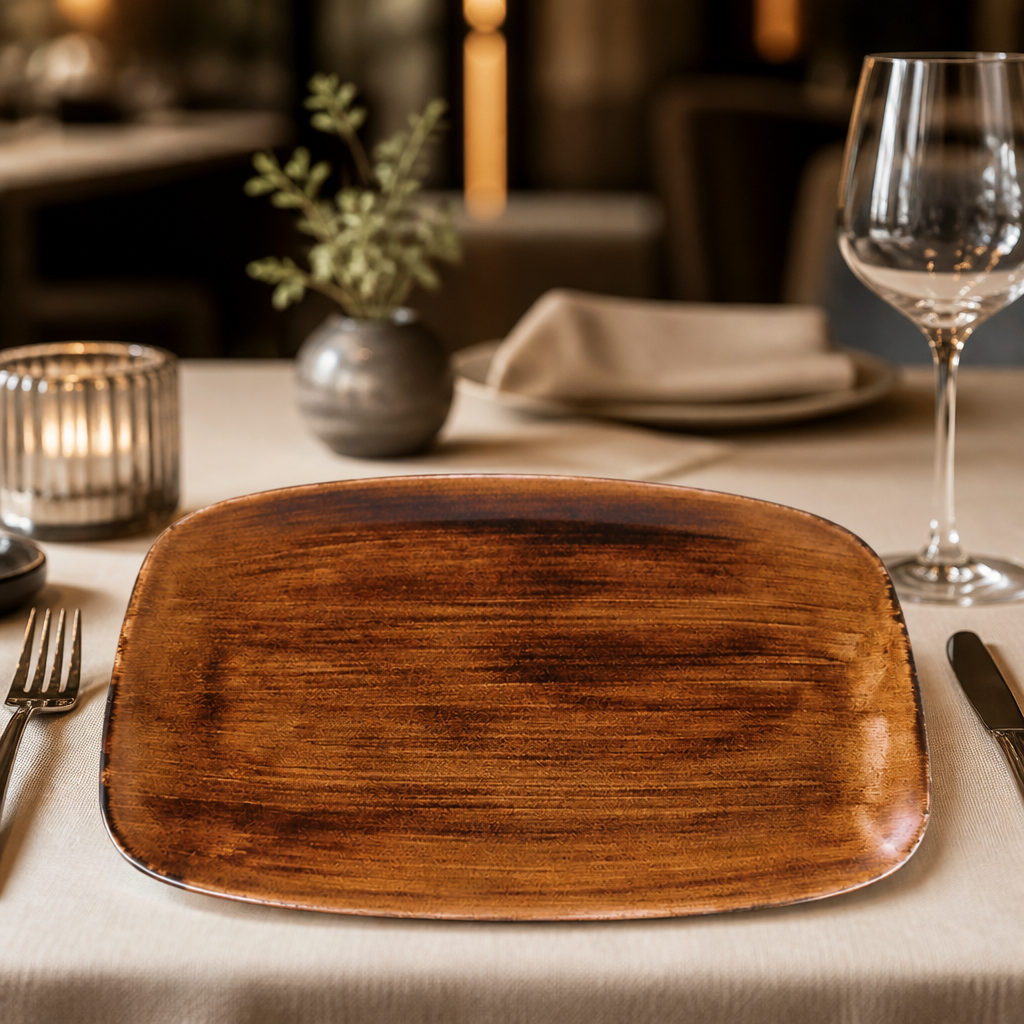 Commercial Oblong Plates in Vintage Copper 343x235mm