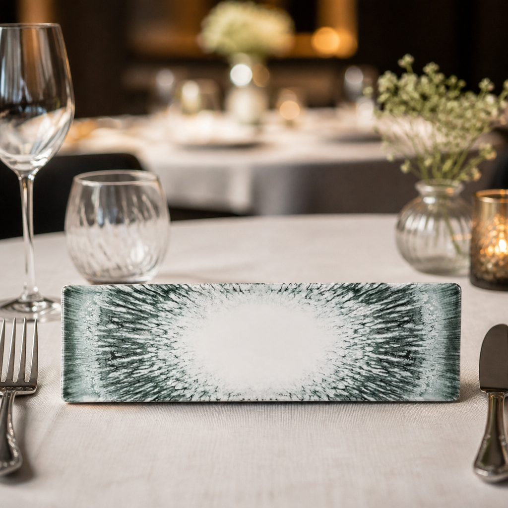 Pack of 6 black ceramic tasting trays 295x88mm