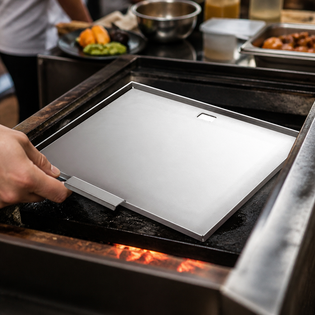 Commercial Solid Plancha 424mm Griddle for charcoal ovens