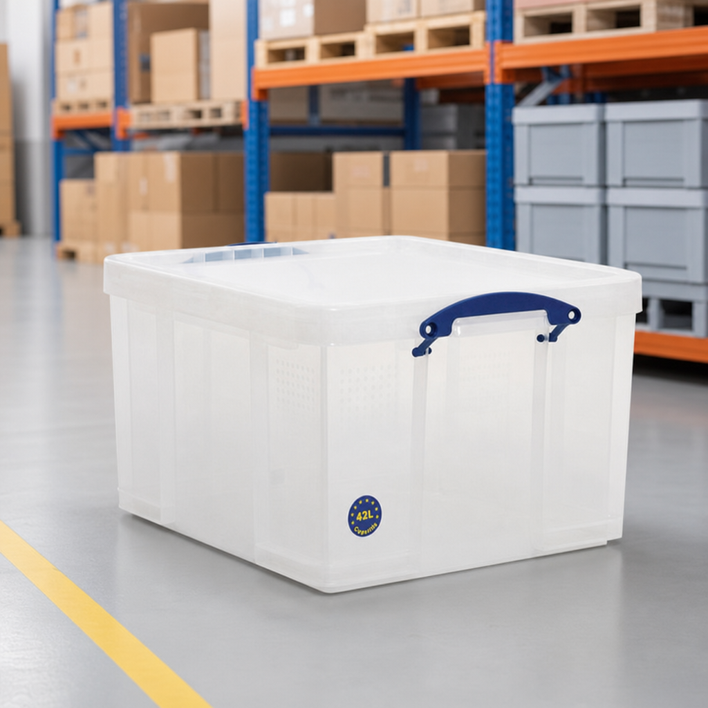 42L Clear Plastic Storage Boxes 2-Pack with Lids