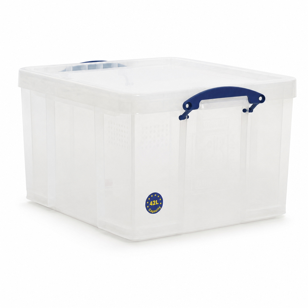 42L Clear Plastic Storage Boxes 2-Pack with Lids