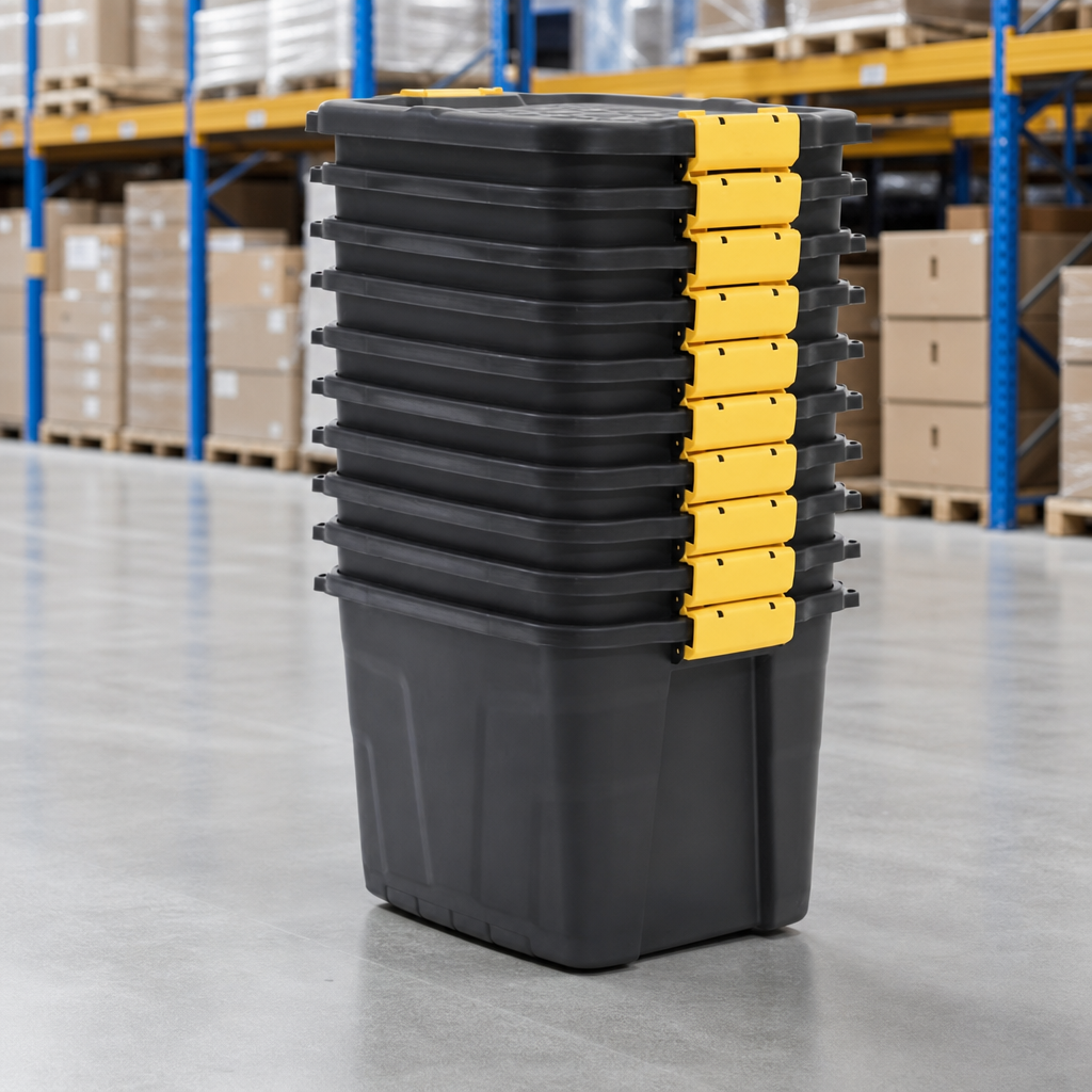 42L Heavy Duty Plastic Storage Boxes with Lids – Pack of 10