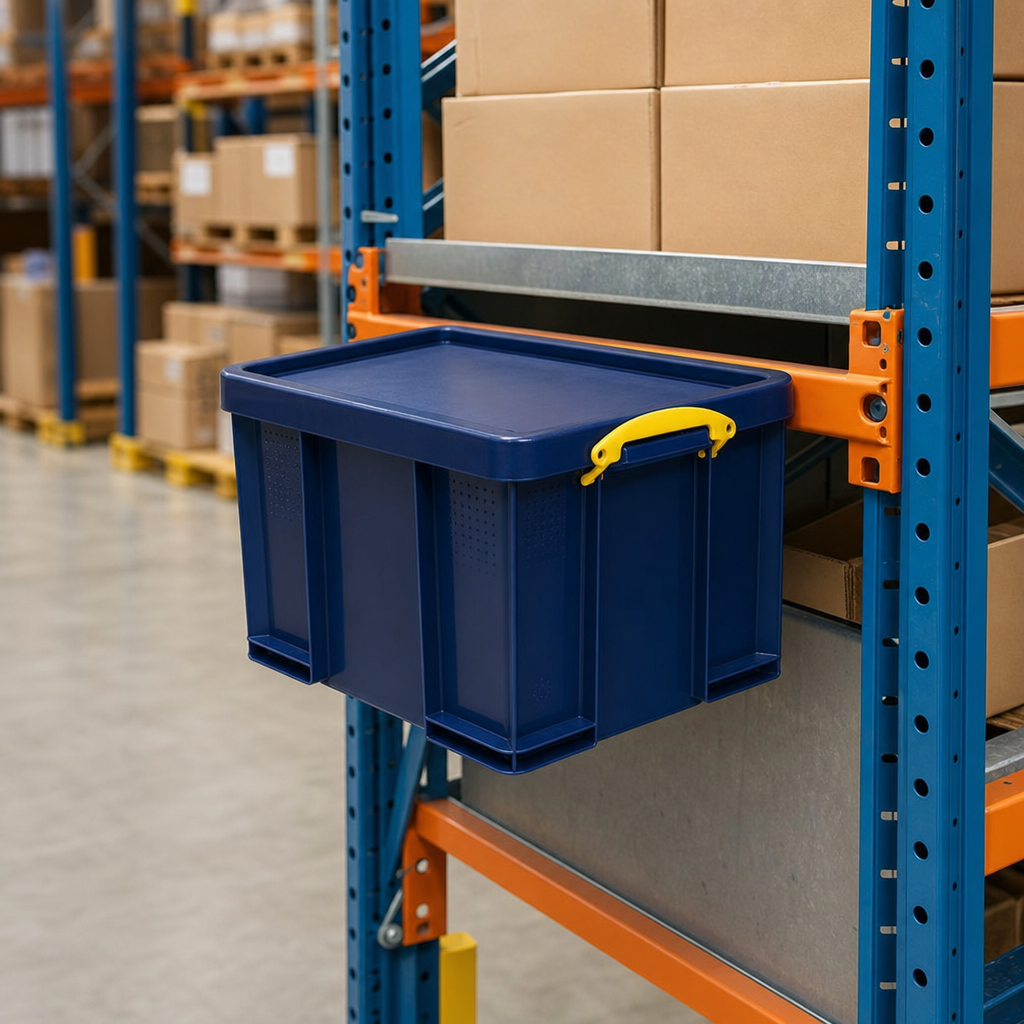 42L Solid Blue Plastic Storage Boxes Pack of 2