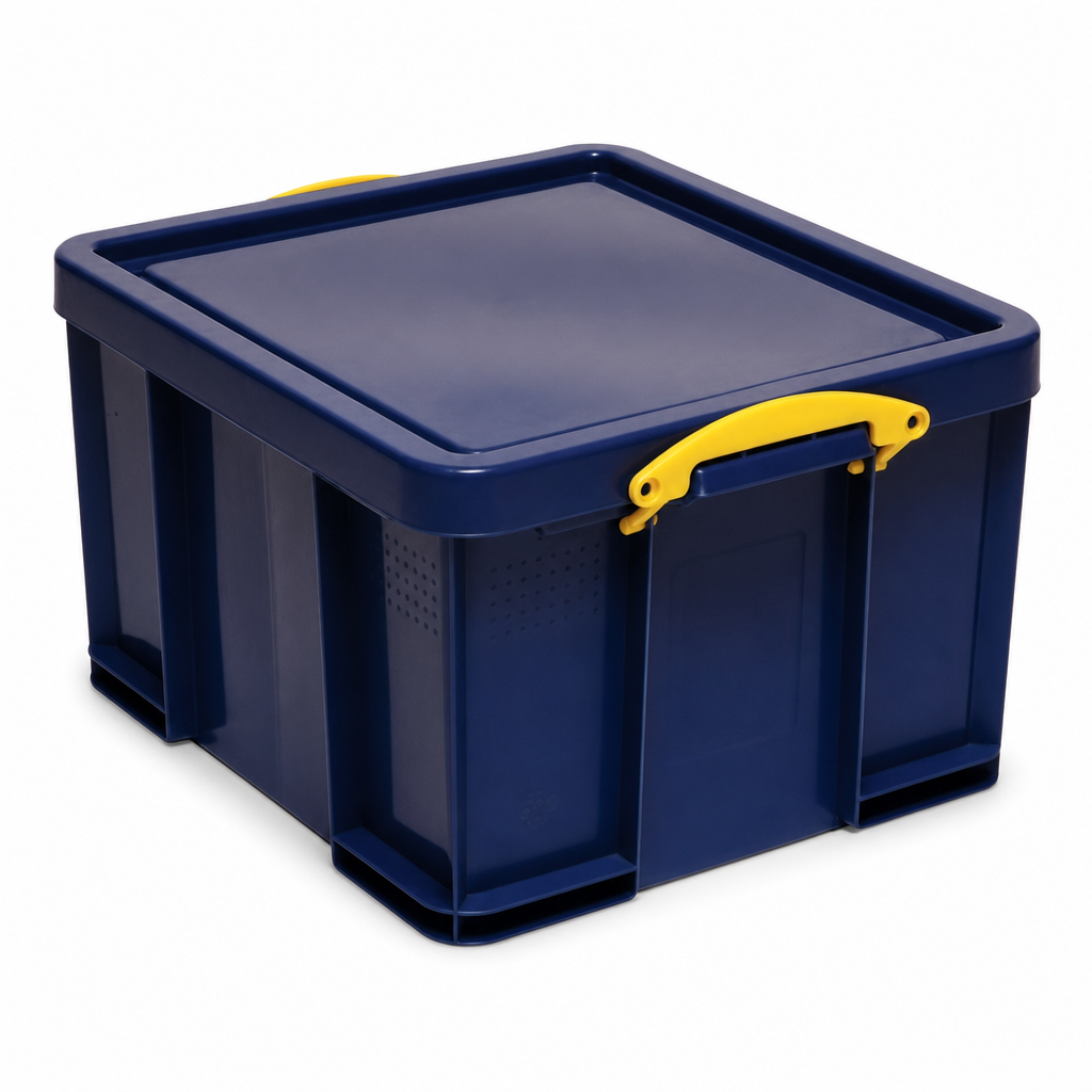 42L Solid Blue Plastic Storage Boxes Pack of 2