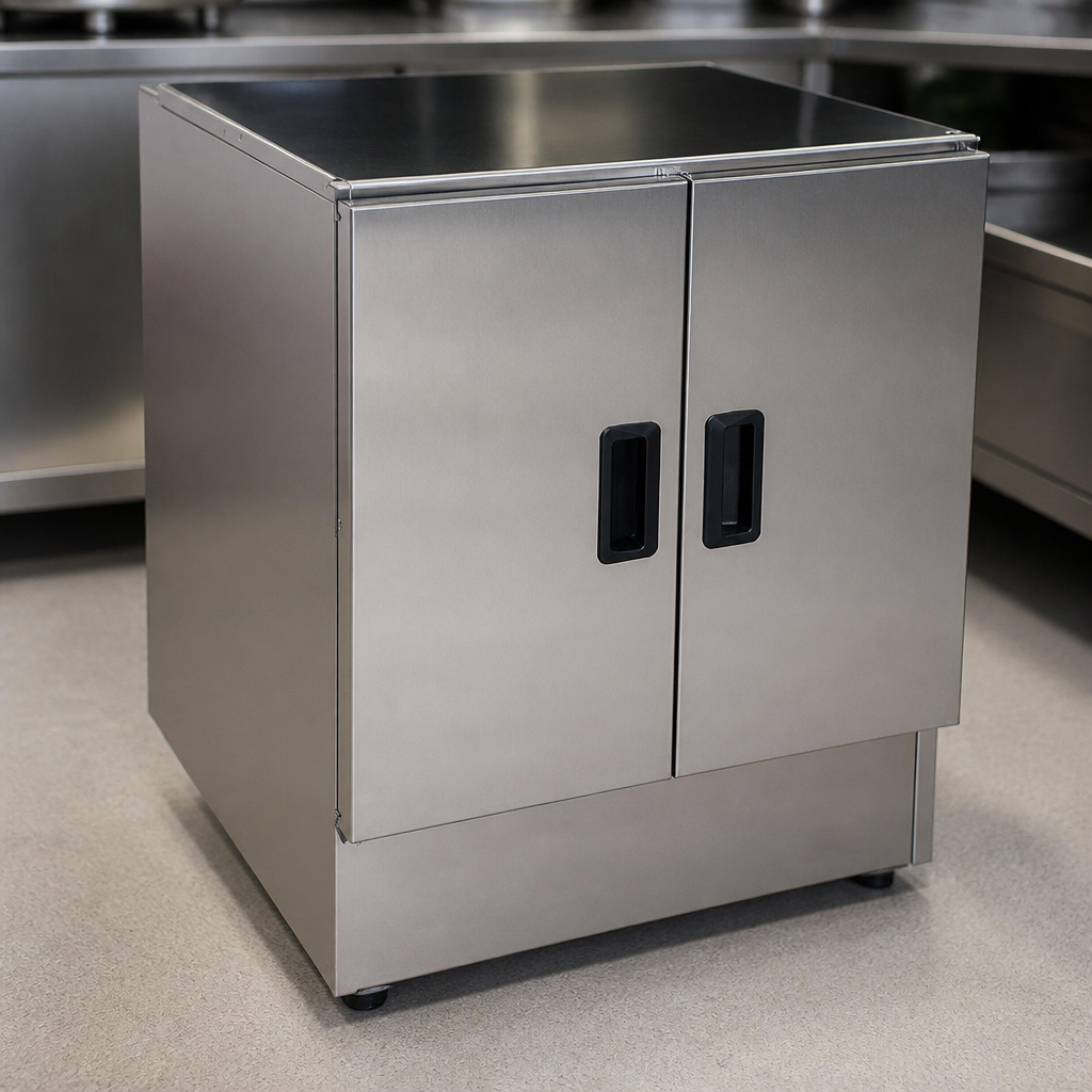 Commercial Ambient Pedestal With Doors 660mm High Stainless Steel
