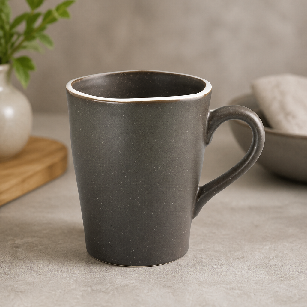 Commercial 340ml Charcoal Chia Mugs Set of 6 Durable Porcelain