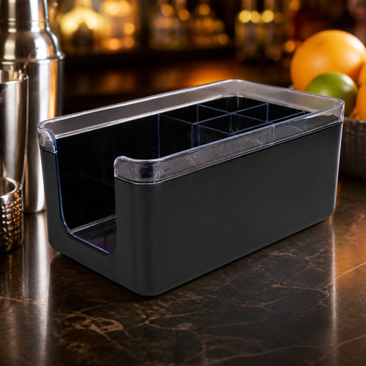 Commercial Bar Caddy Black ABS for napkins, straws, and stirrers