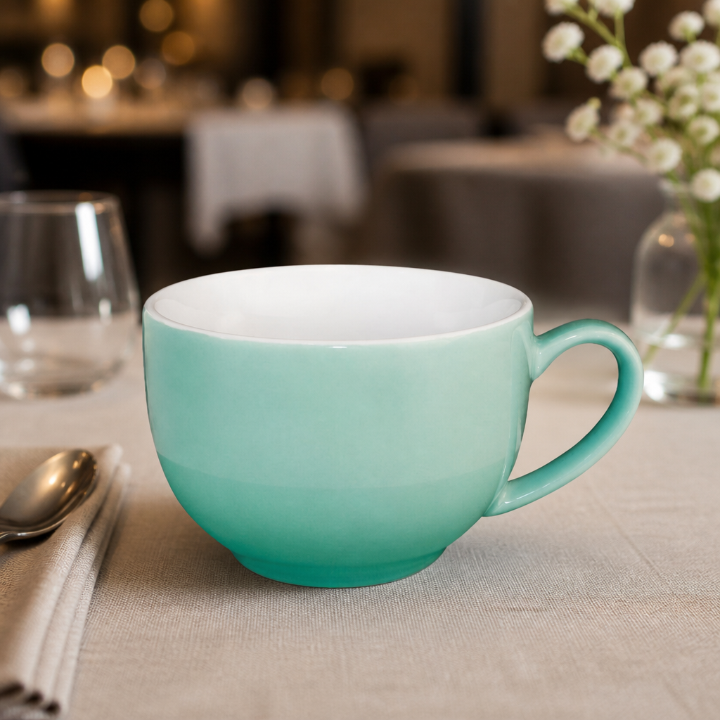 Commercial Cappuccino Cups Aqua 340ml - 12 Pack