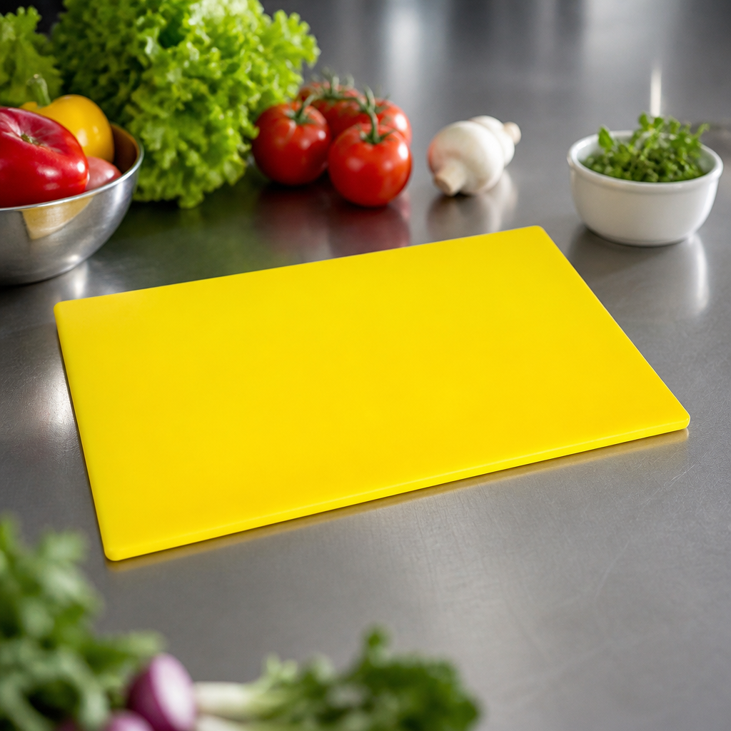 Yellow antibacterial chopping board 450x300mm for food preparation