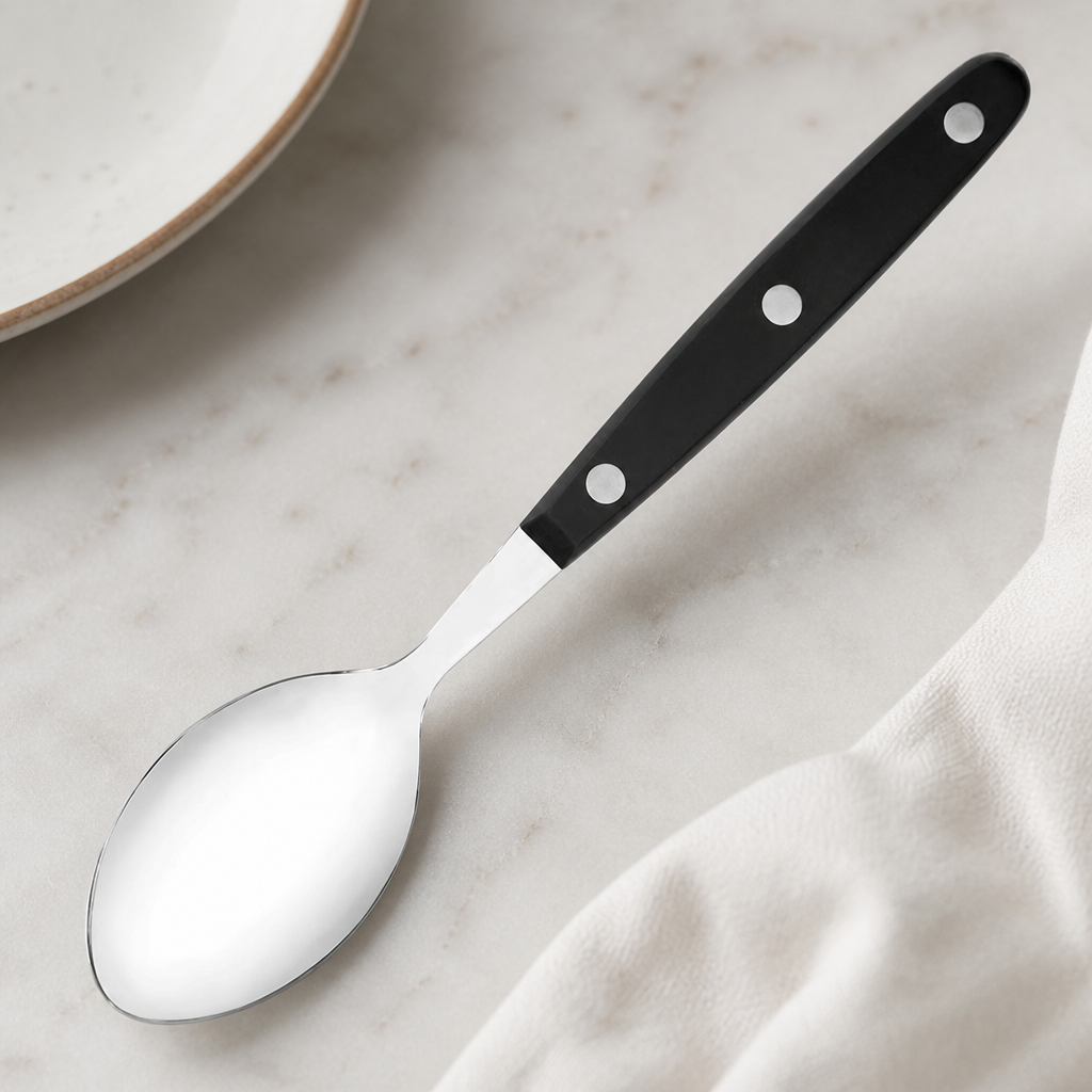Commercial Taverna Dessert Spoons Black Handles 12 Pack