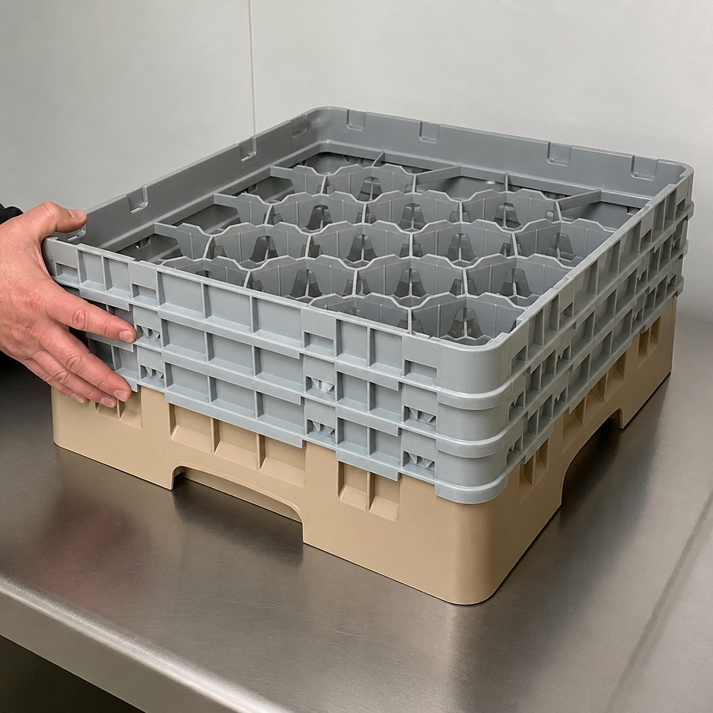 Commercial Glass Rack with 20 compartments, max height 174mm